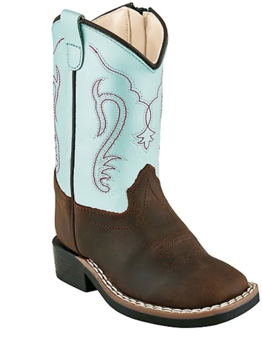 Old West Western Boots Girls Toddler Baby 6.5 Brown/Light Blue